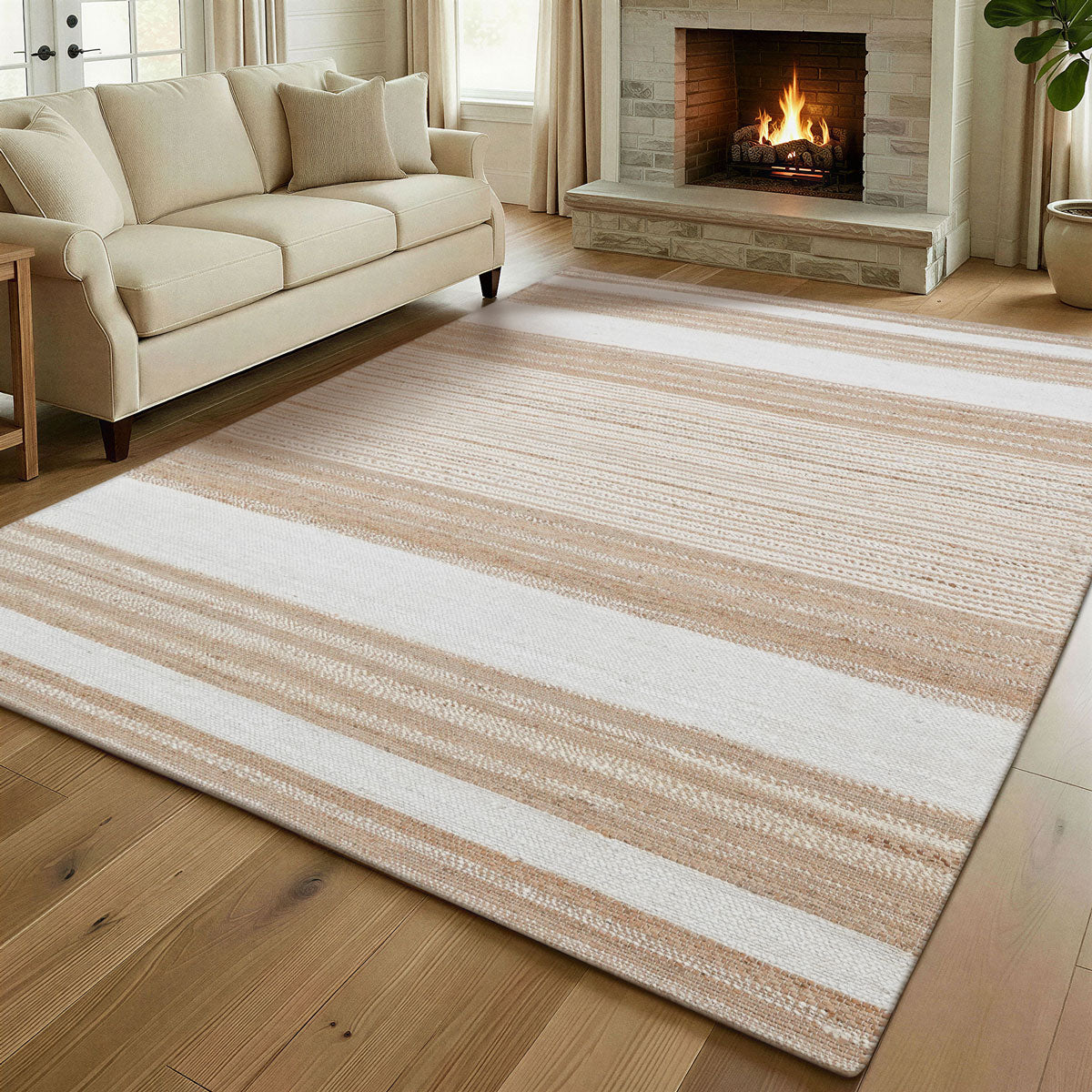 Reva Stripe Premium Jute Rug