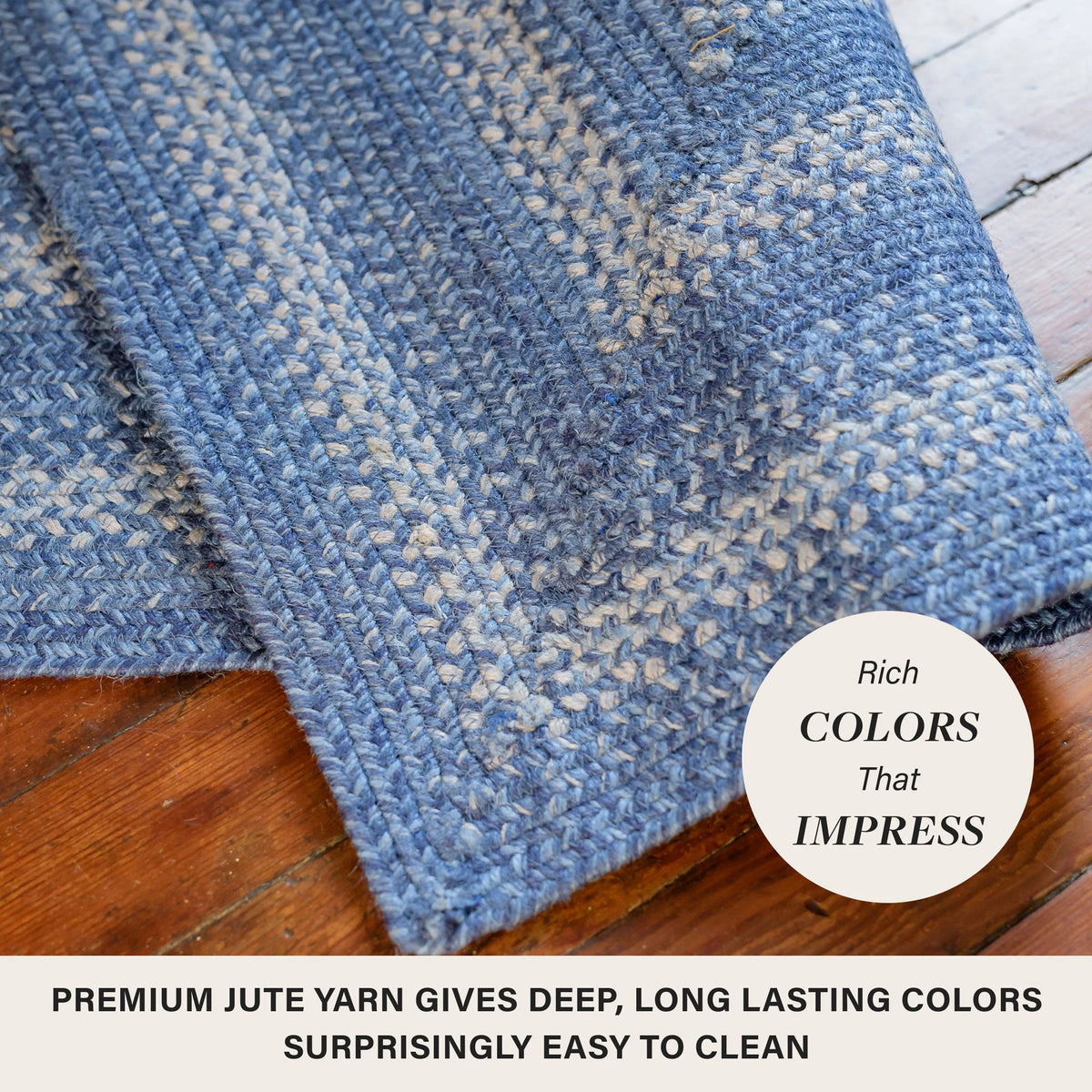 Denim Blue Braided Oval Jute Rugs
