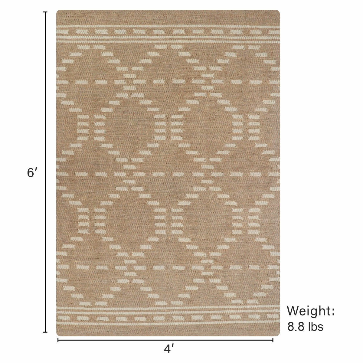 Dune Diamond Weaves Premium Jute Rug With Backing