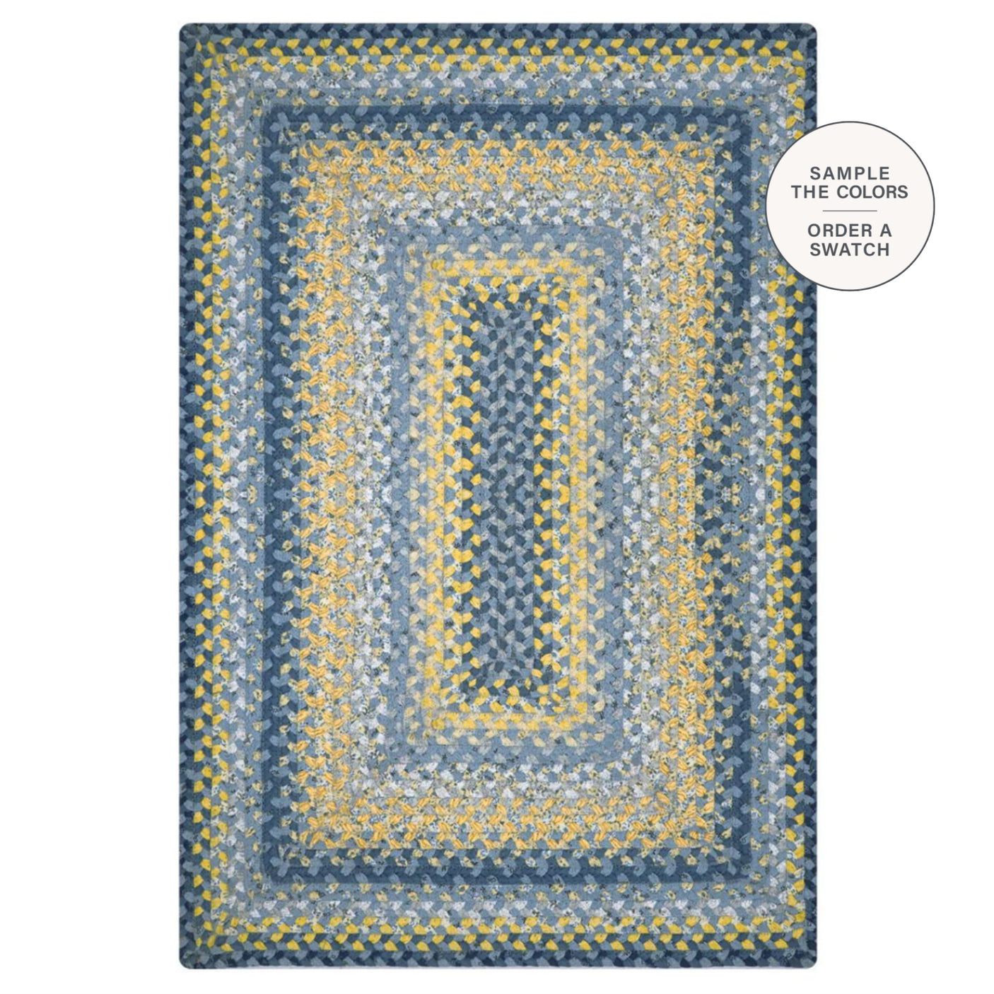 Sunflowers Blue And Yellow Cotton Braided Rug