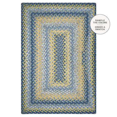 Sunflowers Blue And Yellow Cotton Braided Rug
