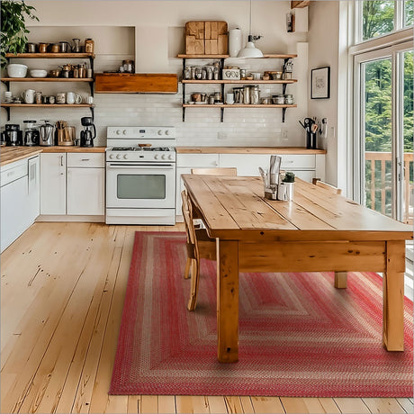 Apple Pie Red Braided Jute Area Rectangular Rugs