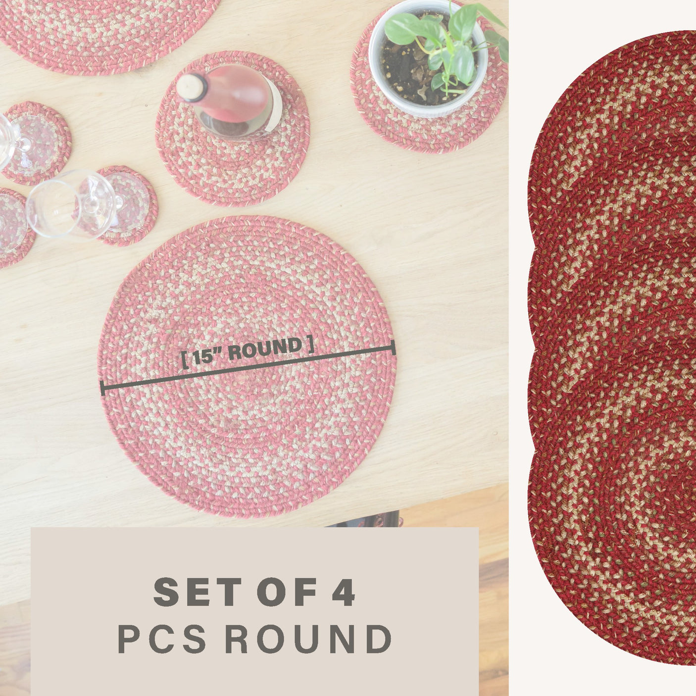 Apple Pie Red Jute Braided Accessories
