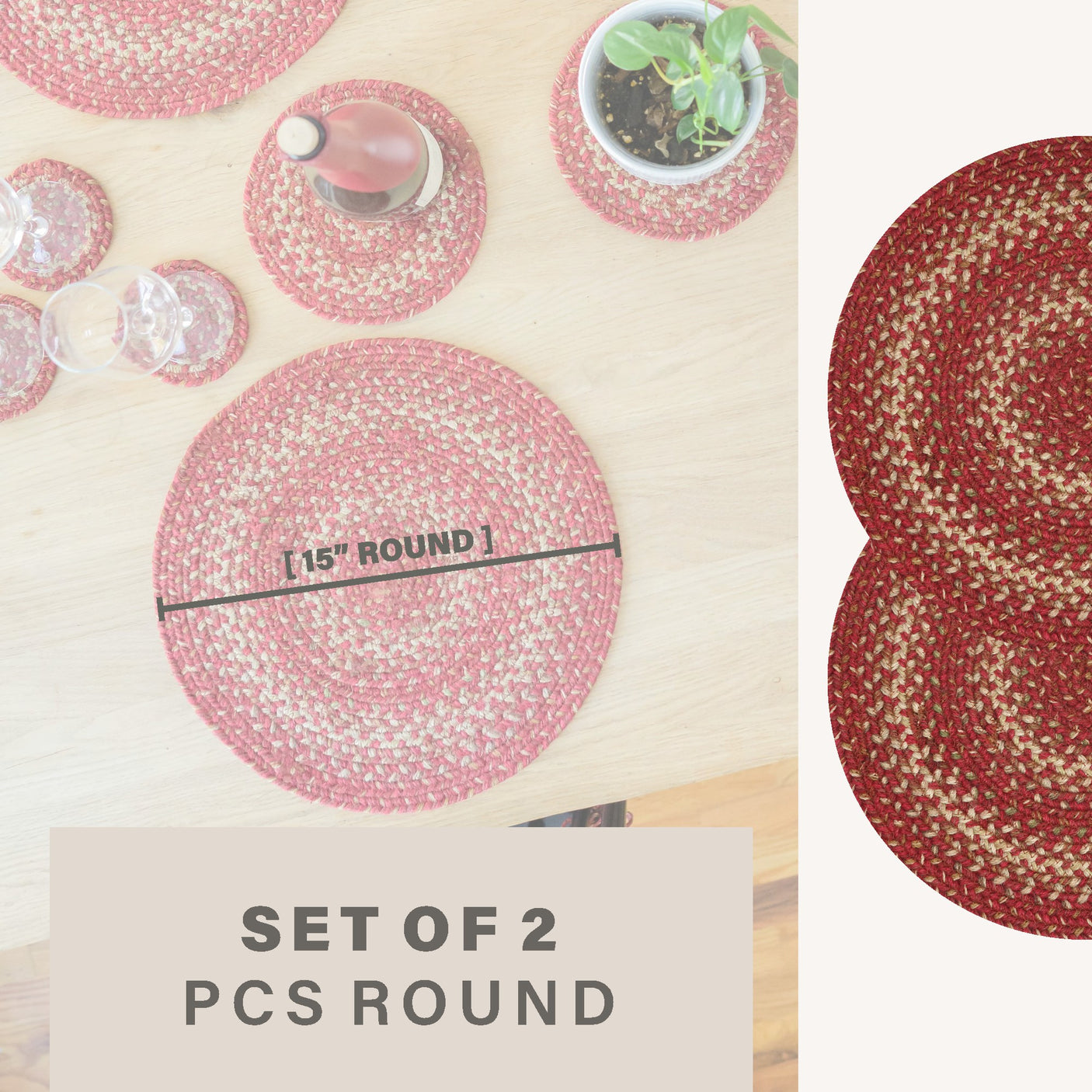 Apple Pie Red Jute Braided Accessories