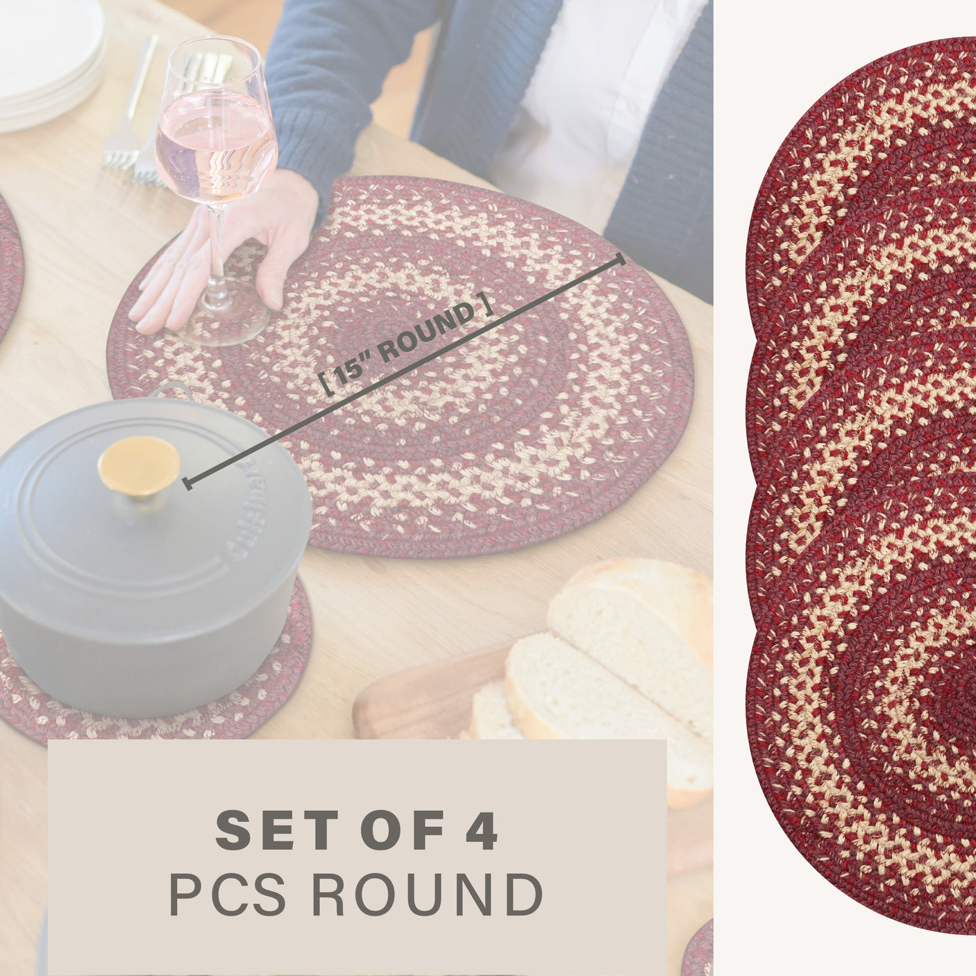Autumn Maple Burgundy Jute Braided Accessories