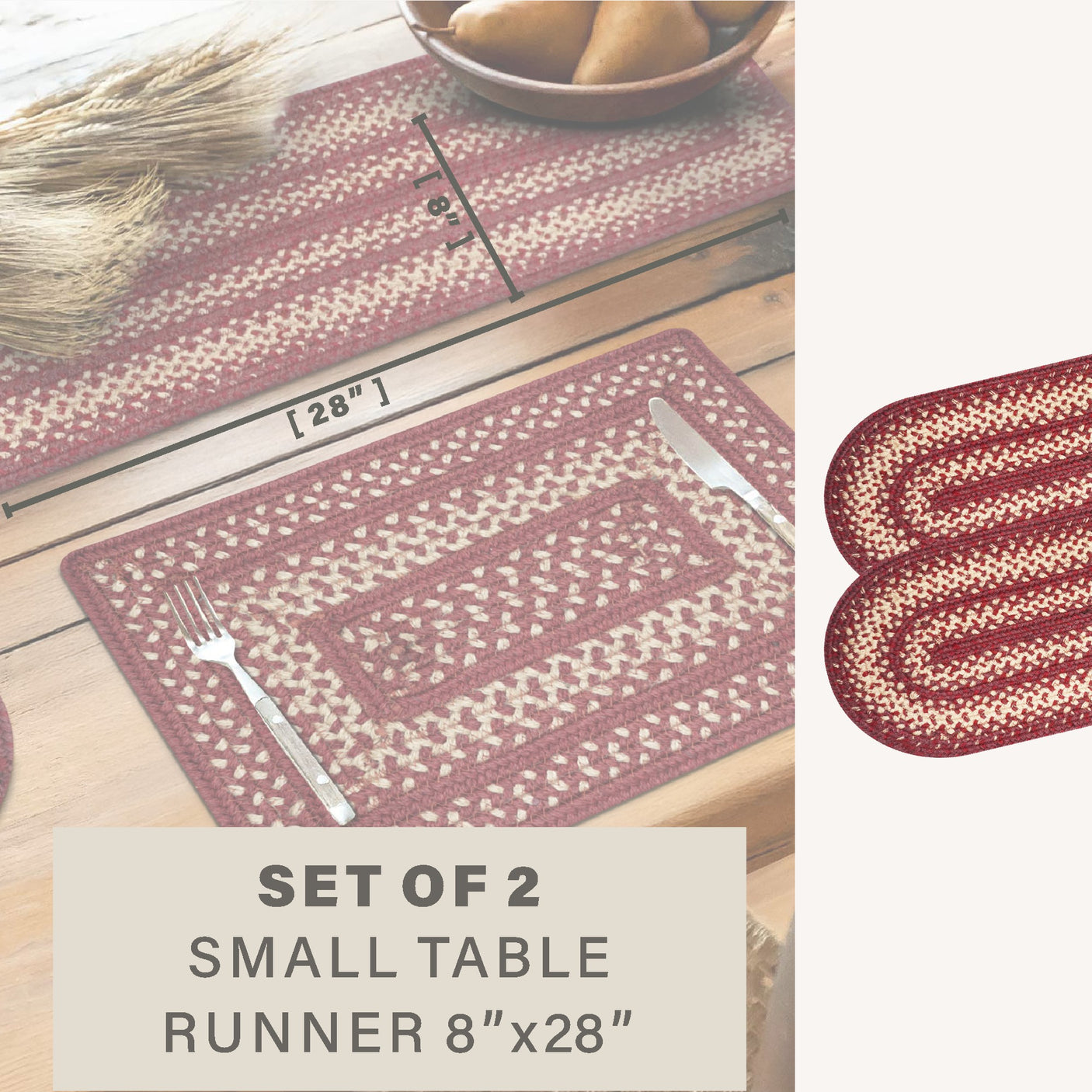 Autumn Maple Burgundy Jute Braided Accessories