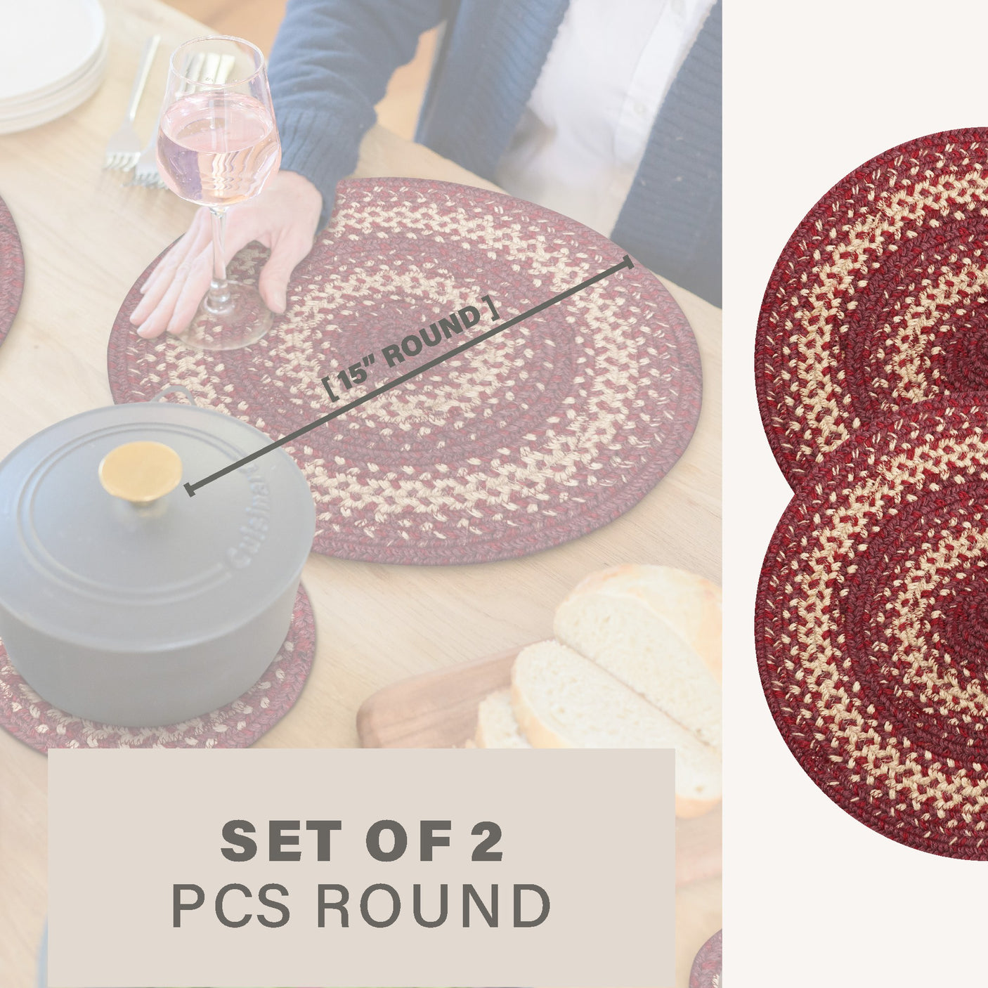 Autumn Maple Burgundy Jute Braided Accessories
