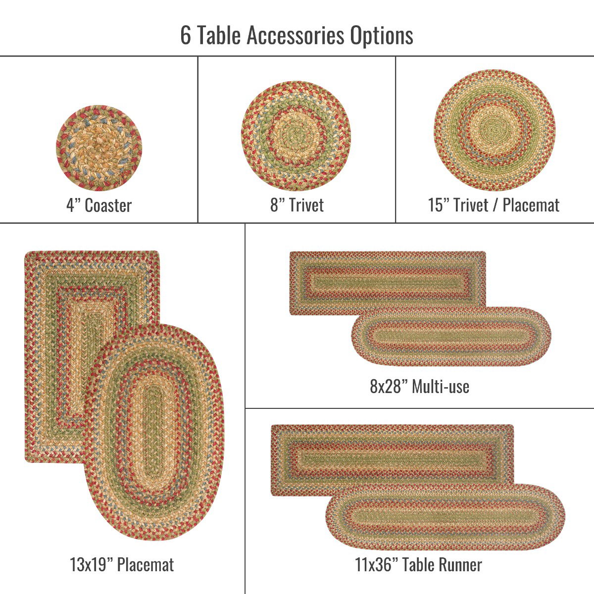 Best Round, Rectangular and Oval Multi Color Rectangular Braided Accessories for Dining Table 