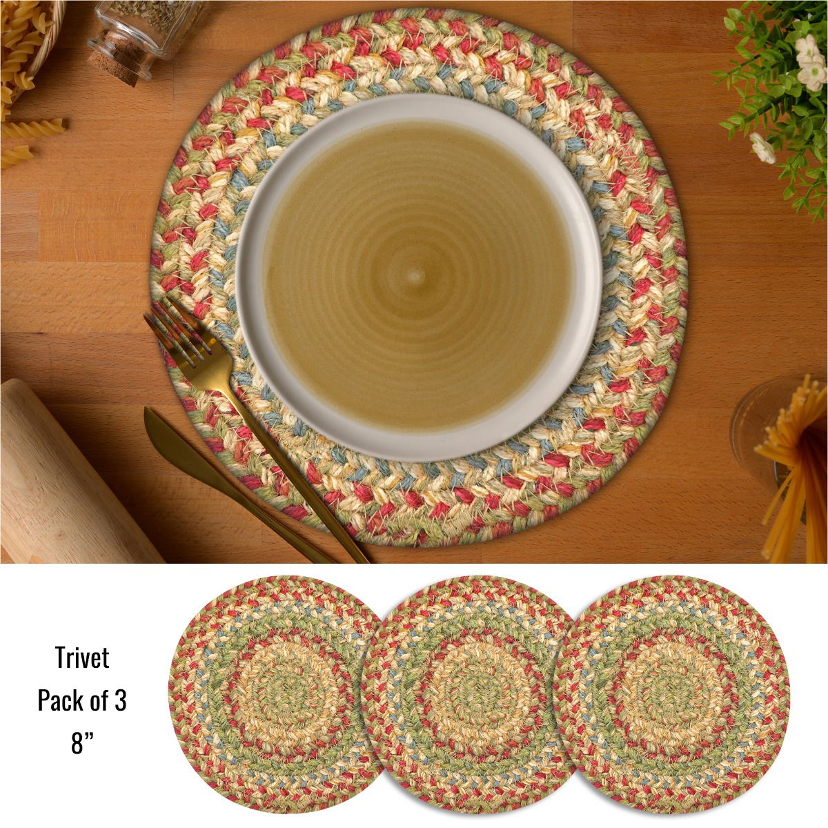 Best Multi Color Small Round Braided Accessories for Holiday Dinner