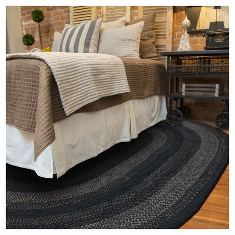 Jet Black  Jute Braided Rugs Oval
