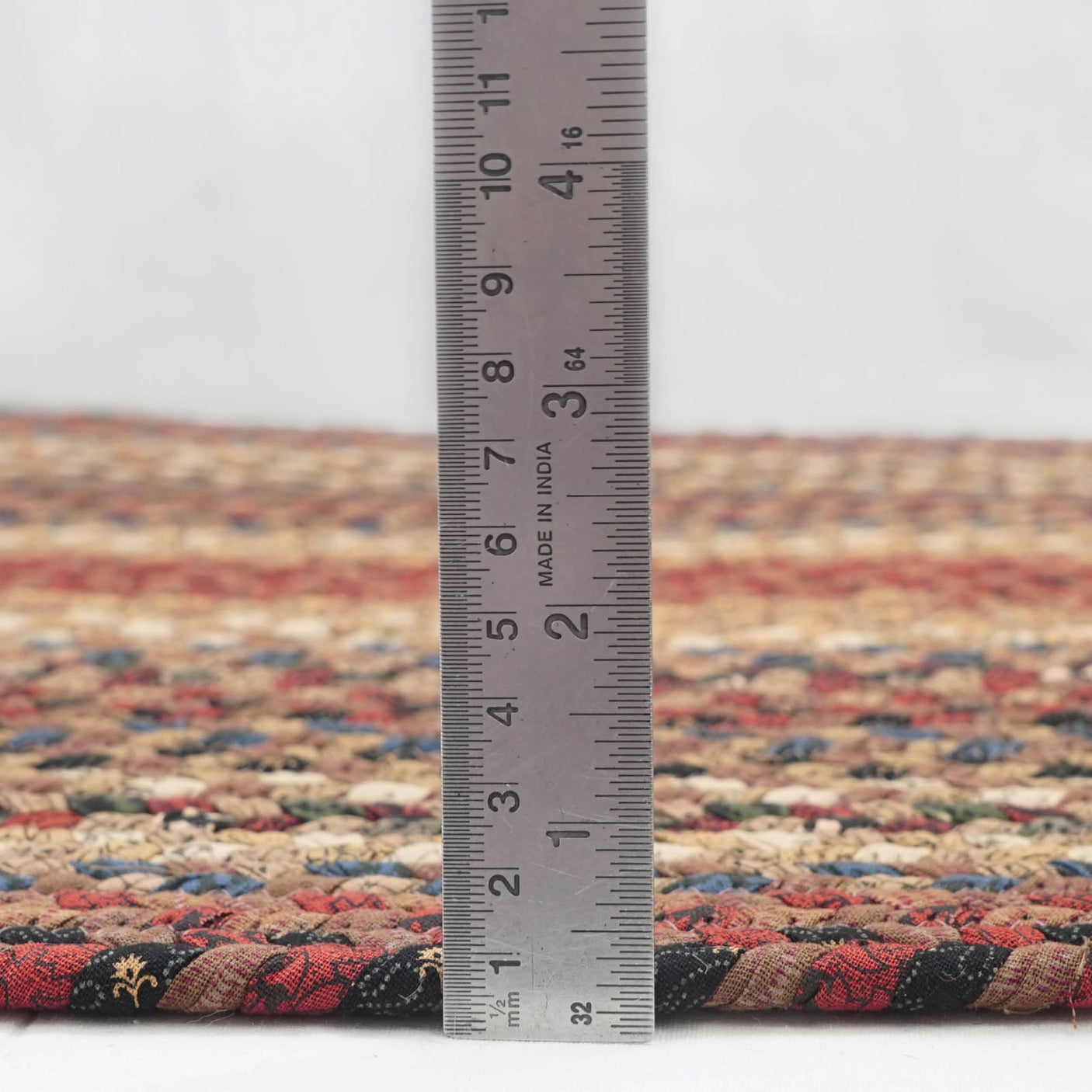 Biscotti Multi Color Cotton Braided Oval Rug thickness