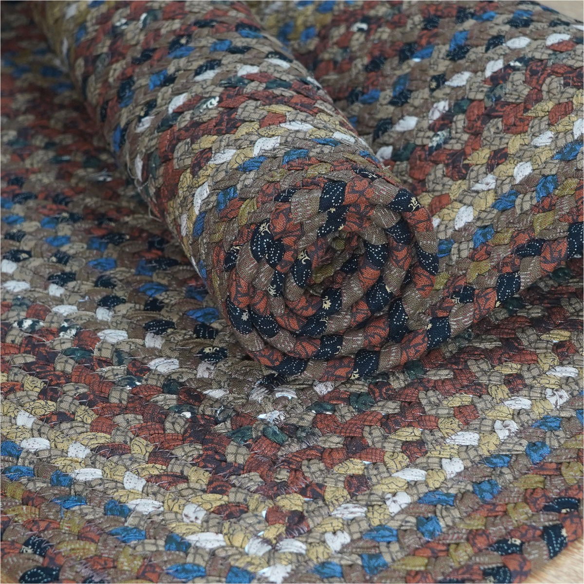 Biscotti Multi Color Cotton Braided Rug close look