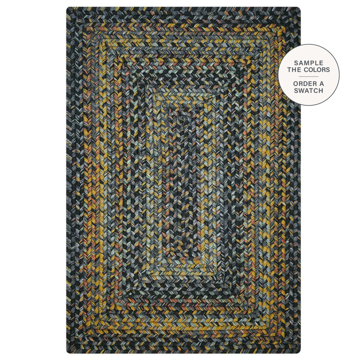 3x5 Rectangular Braided Rug Black Forest Black-Grey-Mustard Rectangular UD Braided Rugs Washable ...