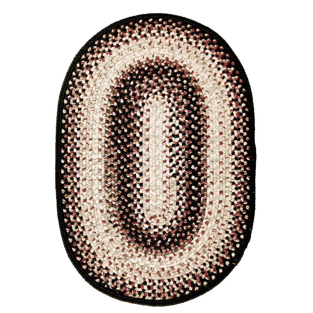 Black Mist Black-Brown-Cream Oval UD Braided Rug