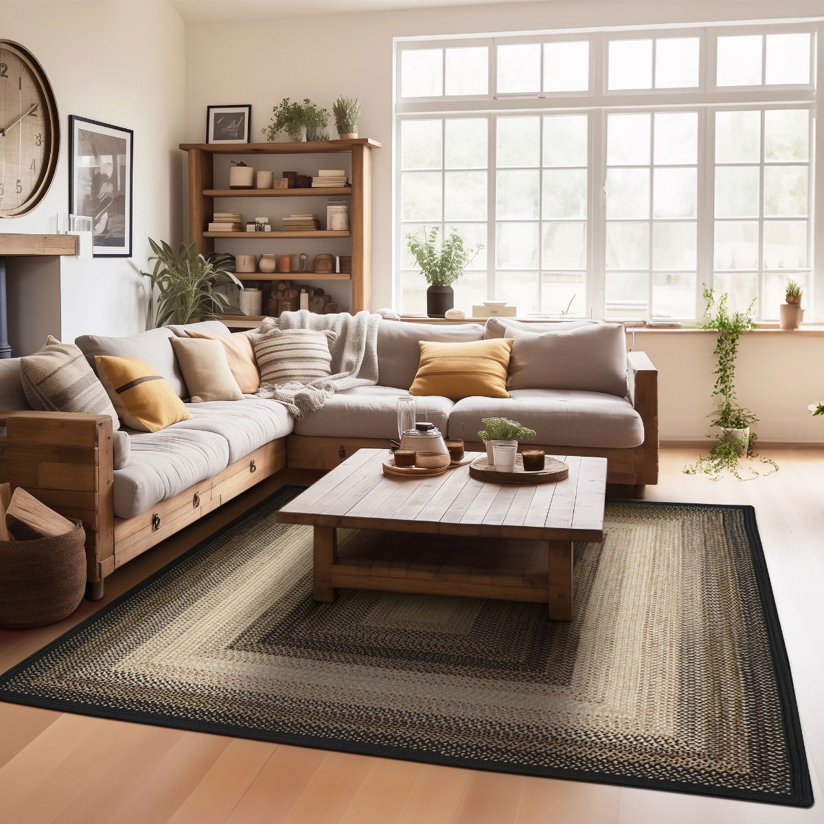 Homespice Black Mist Braided Area Rug 20 x 30