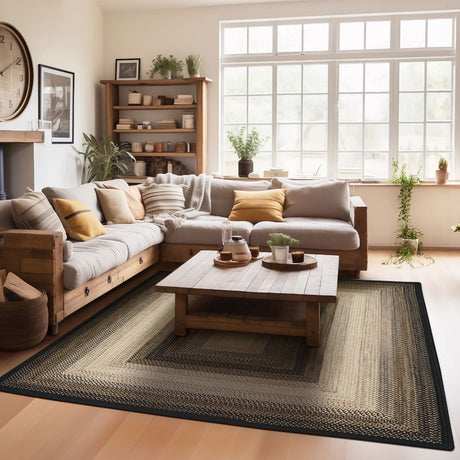 Black Mist Braided Area Rectangular Rugs