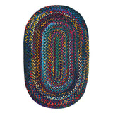 Bohemian Blue Polyester Braided Rectangular Rugs