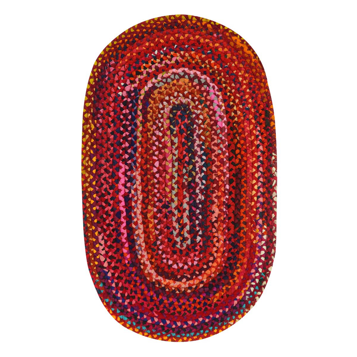 Bohemian Red Polyester Braided Rectangular Rugs