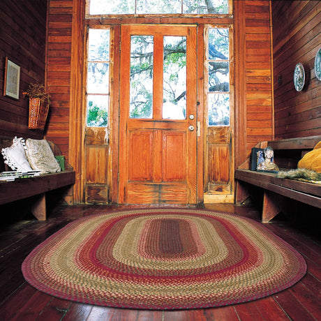 Cider Barn Red Jute  Braided Rugs Oval