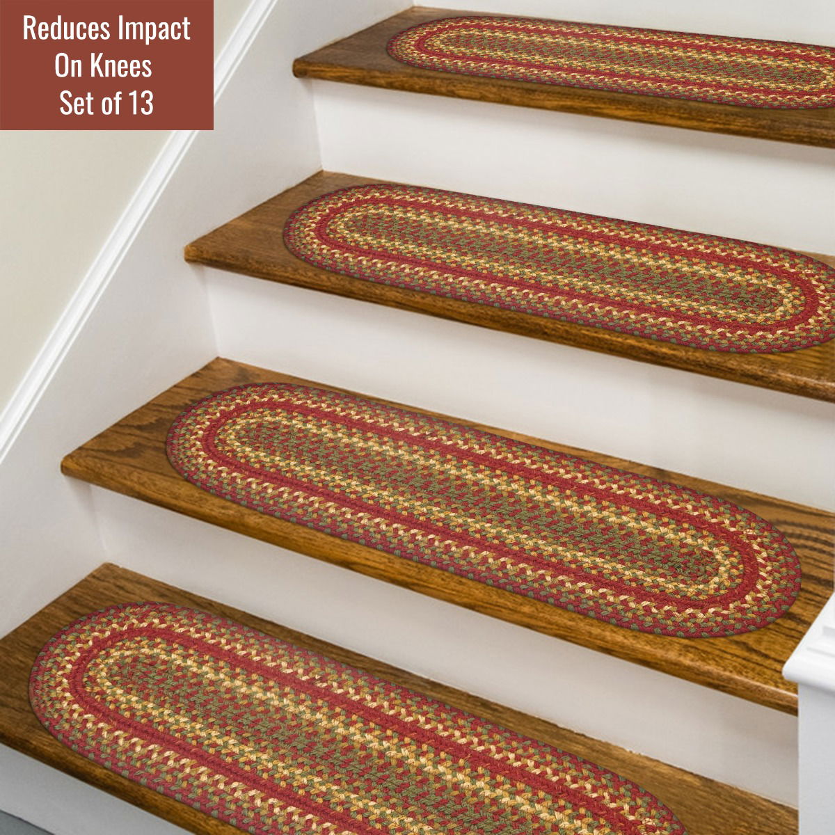 Oval Red Braided Accessories for stair treads