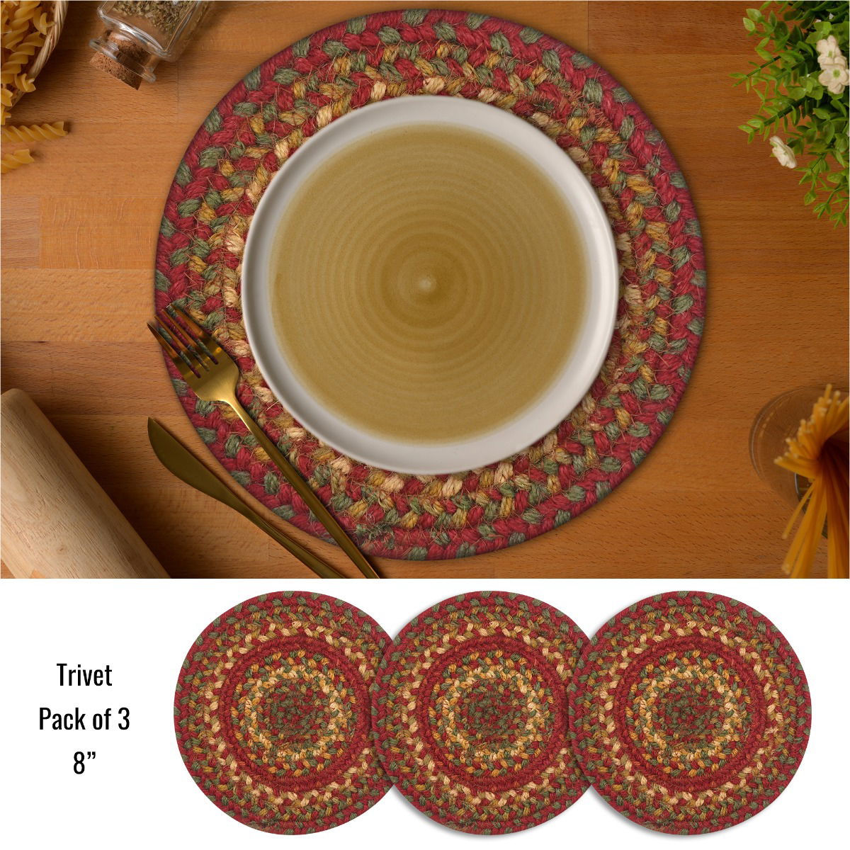 Round Red Braided Accessories for Wood Table use