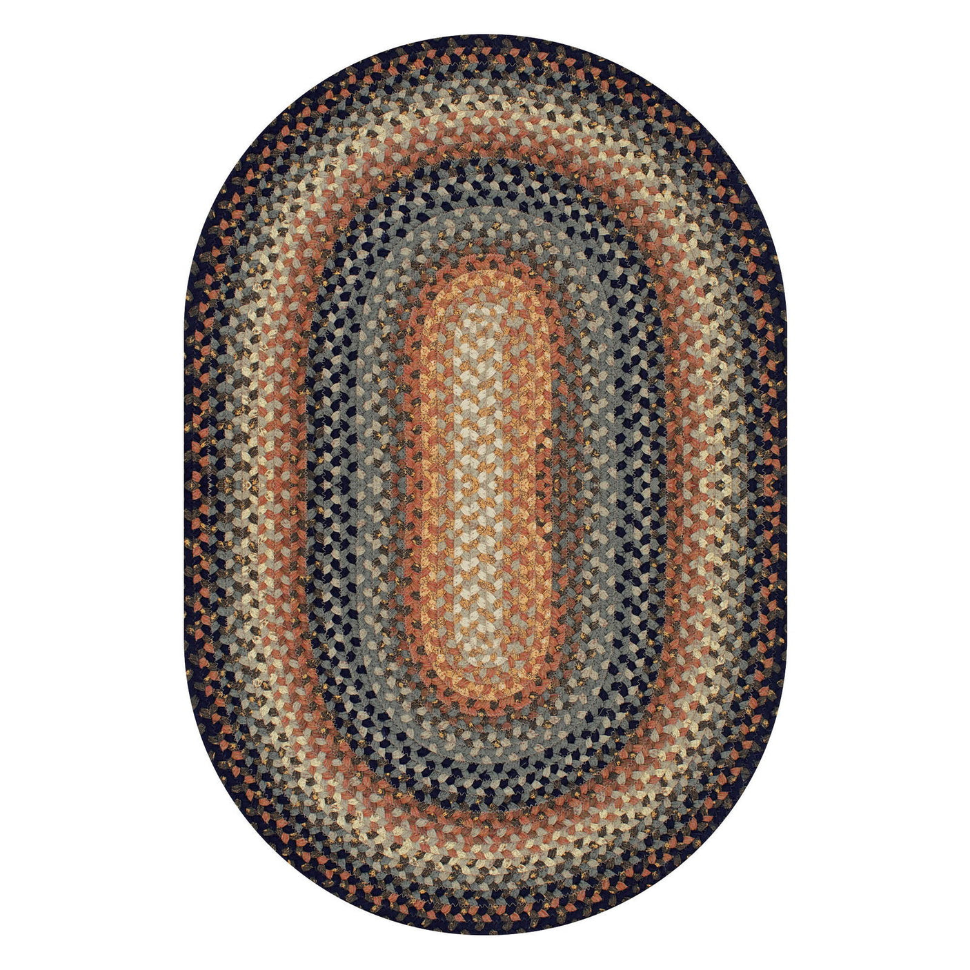 Cocoa Bean Black - Grey Cotton Braided Oval Rug