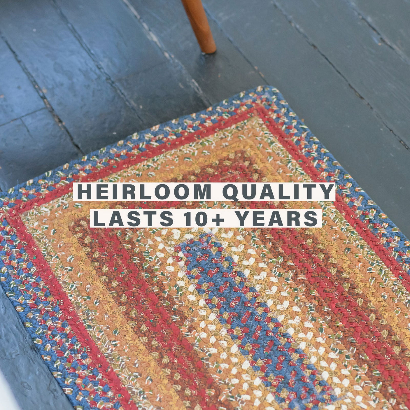 Log Cabin Step Blue-Burgundy-Brown Oval Cotton Braided Rugs Reversible ...