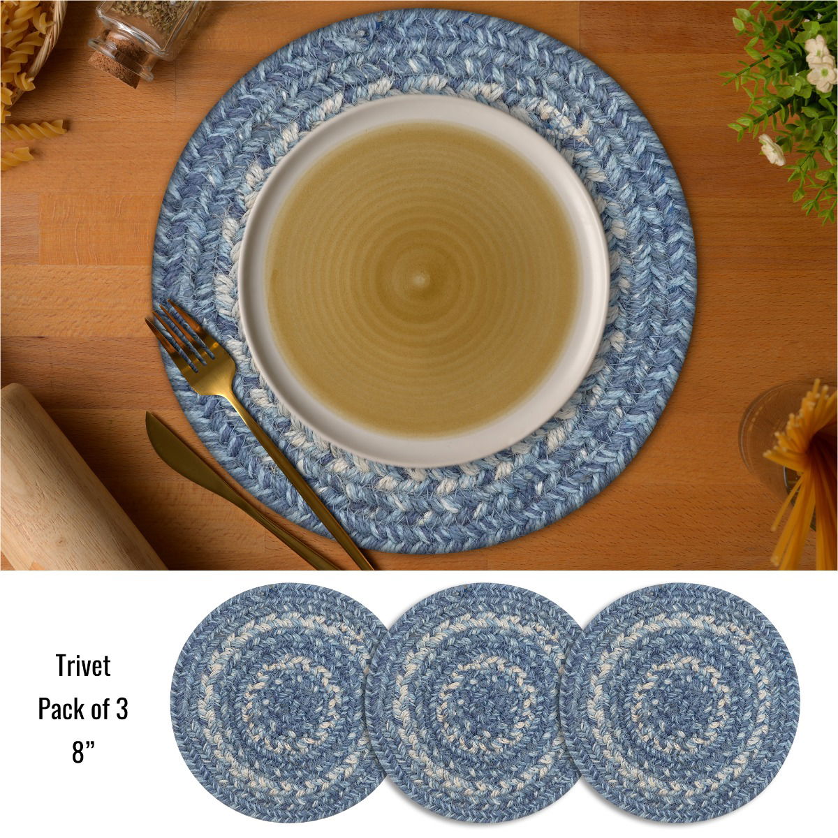 Round Blue Braided Accessories for Dinner 