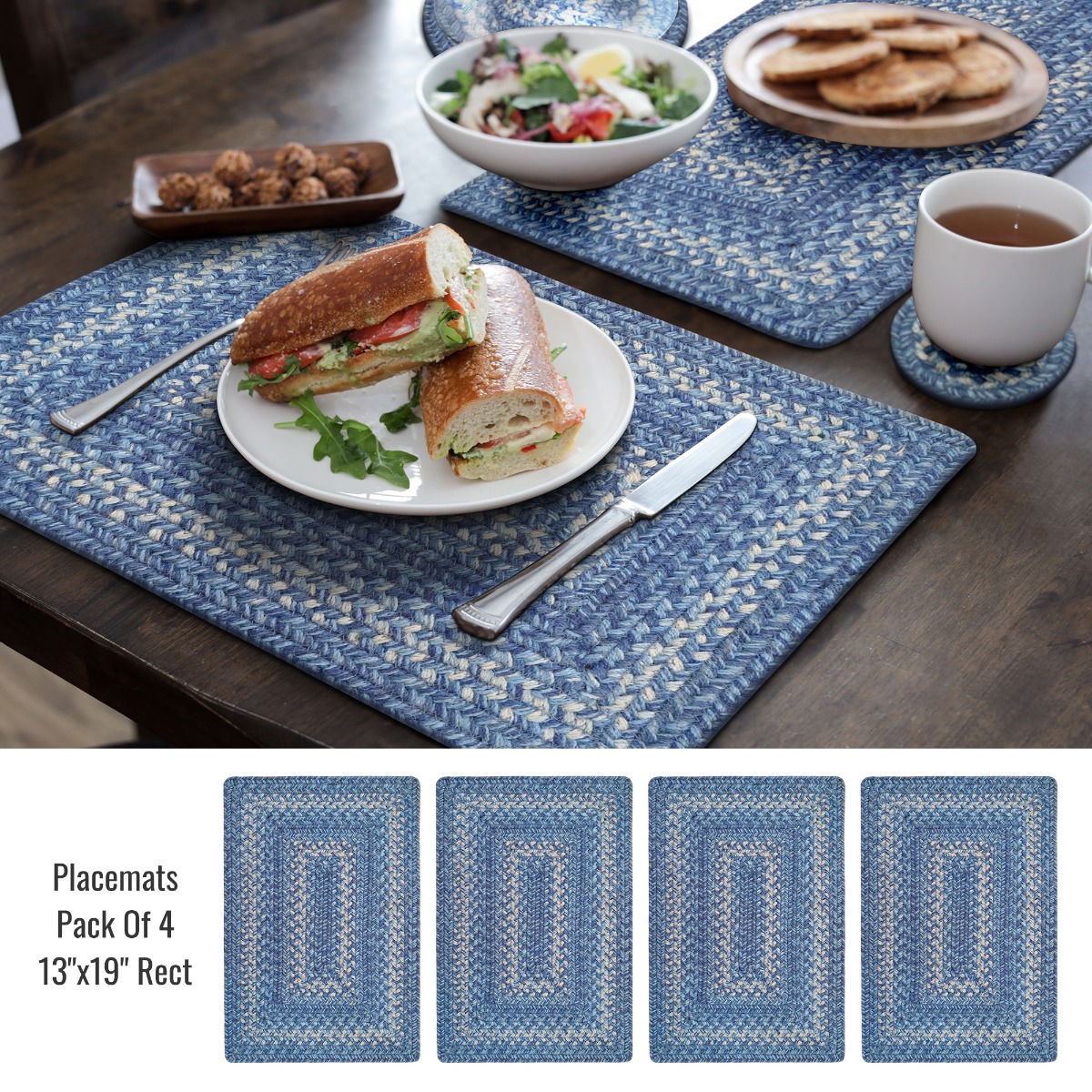 Denim Blue Braided Accessories for Dining Table