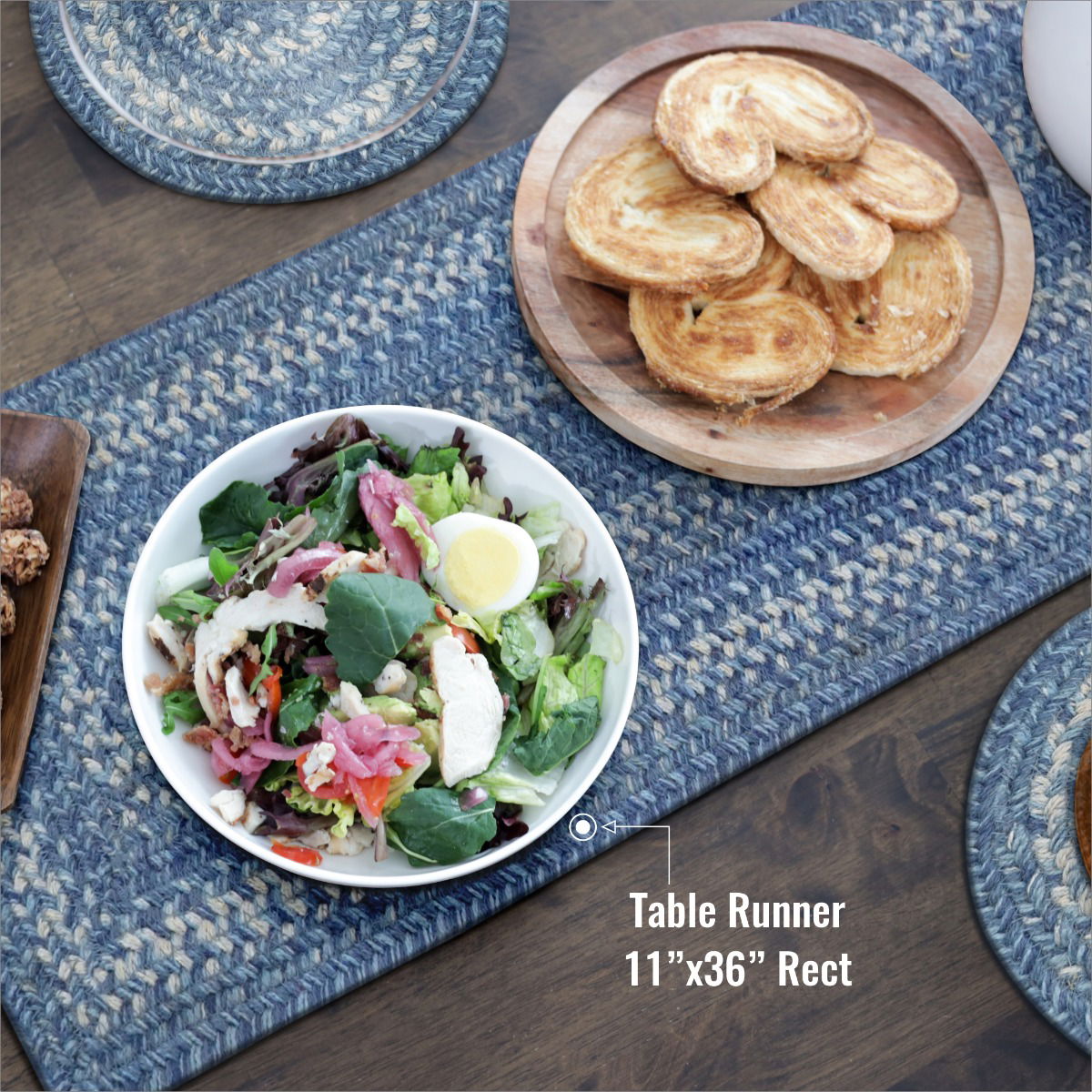 Denim Blue Braided Accessories for Wood Dining Table