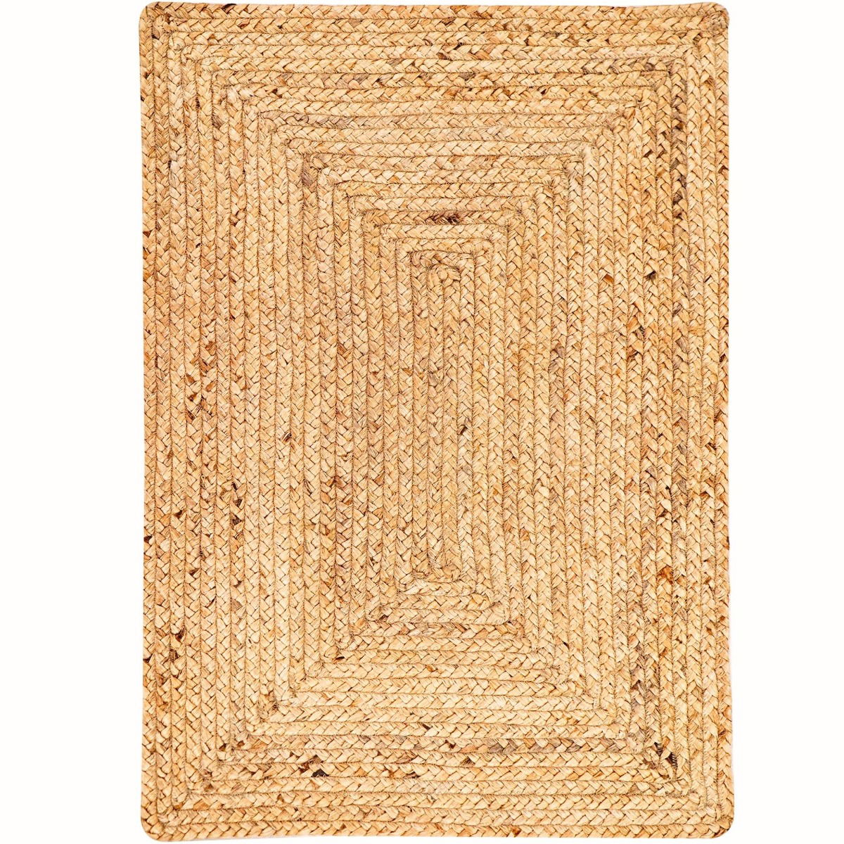 George Natural Jute Braided Rectangular Rugs for indoor/outdoor use, perfect for entryways, kitchens, living rooms, bedrooms, and pets.