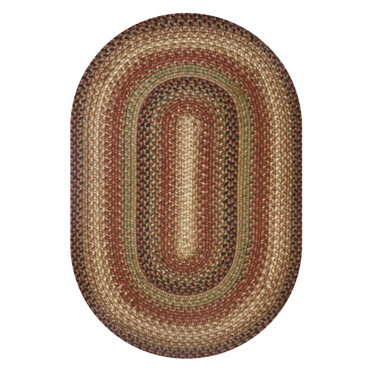 Gingerbread Brown - Deep Red Jute Braided oval Rug