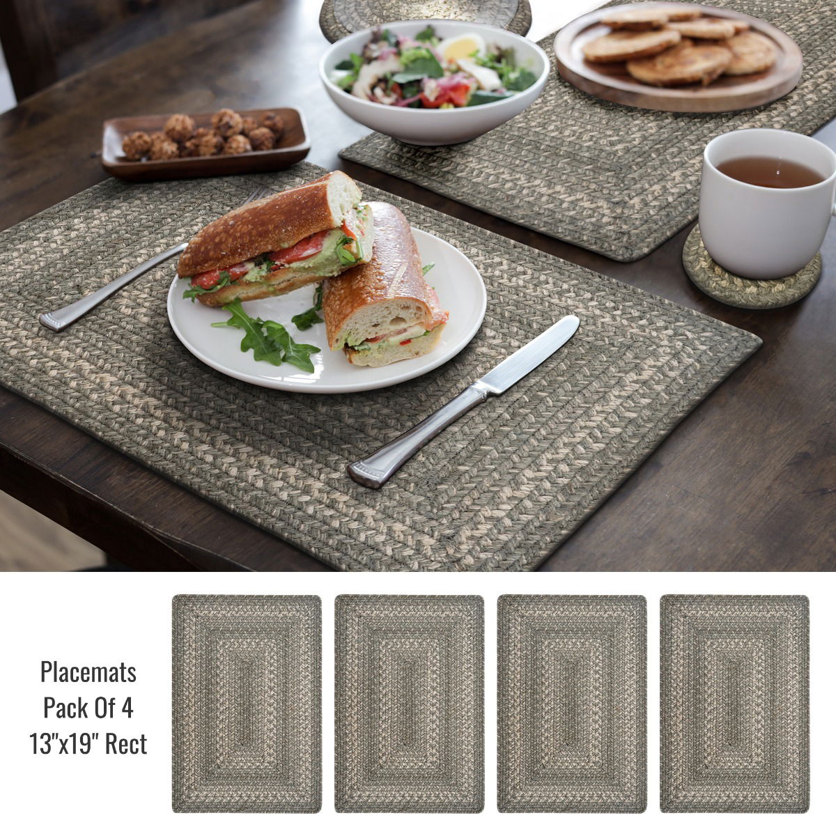 Best Rectangular Grey Jute Braided Accessories for Dining Table