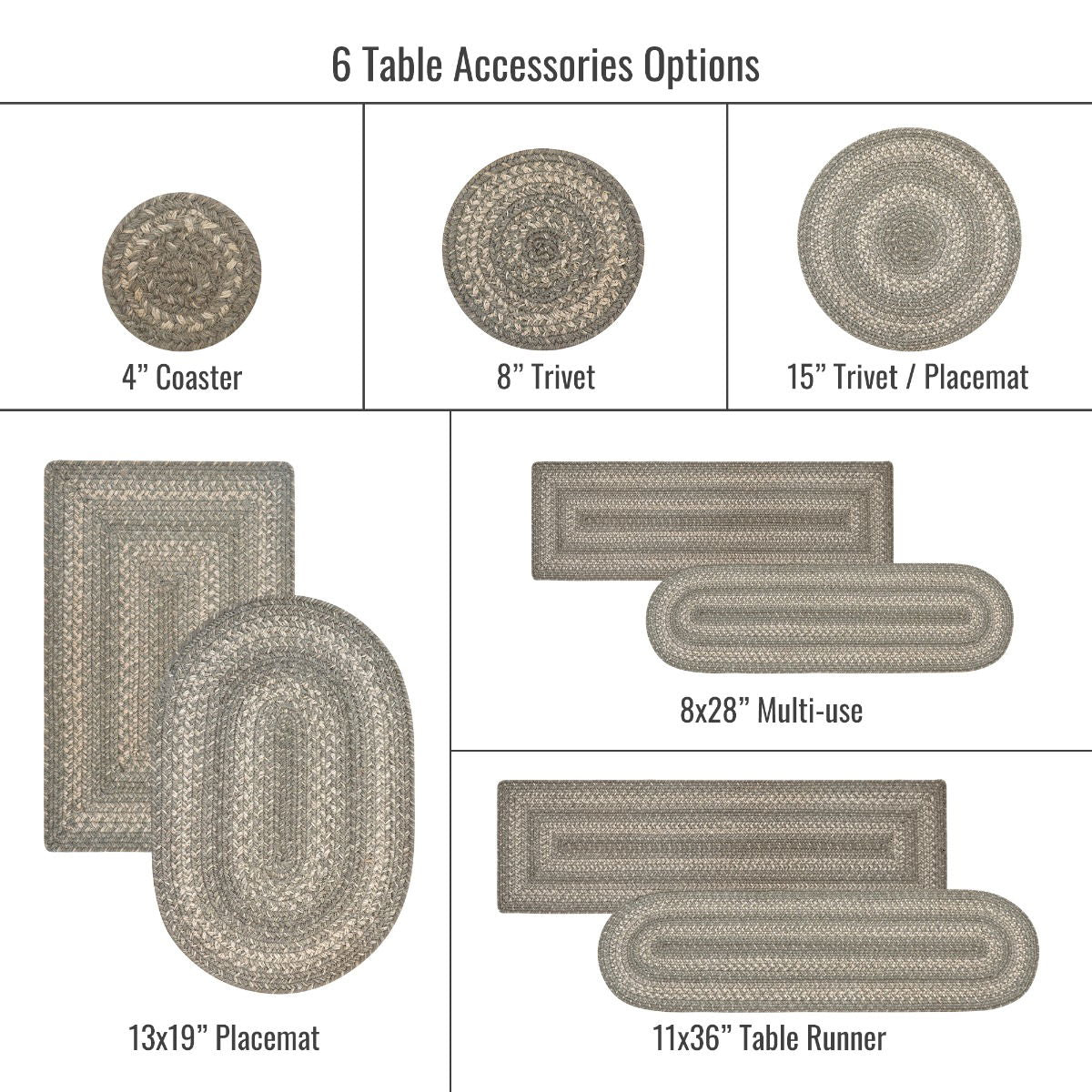 Best Rectangular, Oval and Round Grey Jute Braided Accessories 