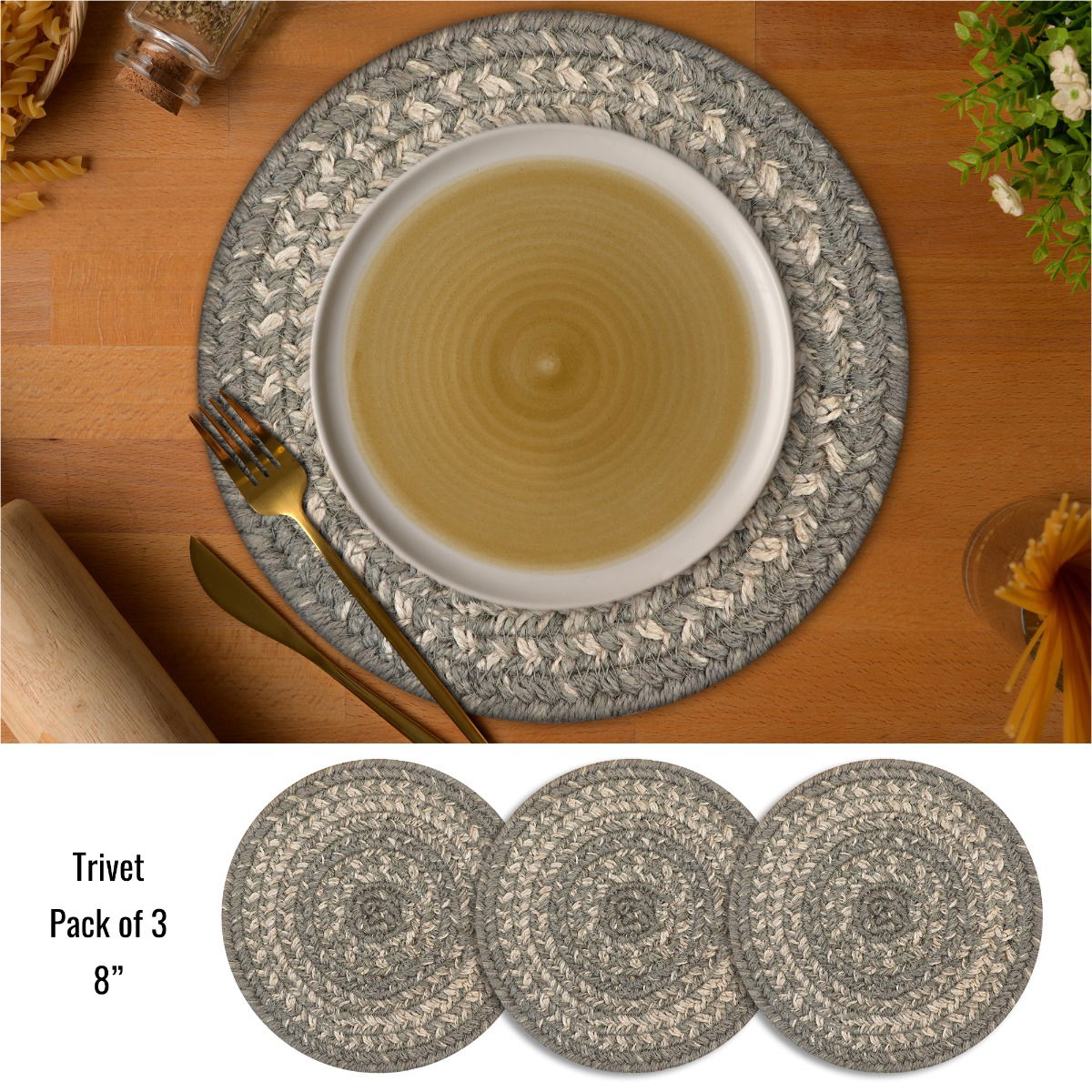 Best Round Grey Jute Braided Accessories for Kitchen and Dining