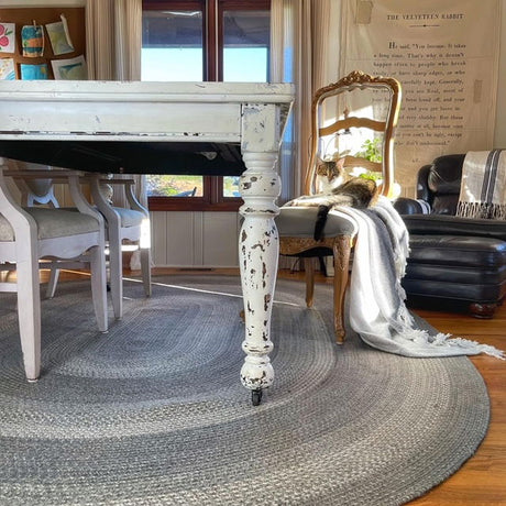 Grey Cloud Jute  Braided Rug Oval