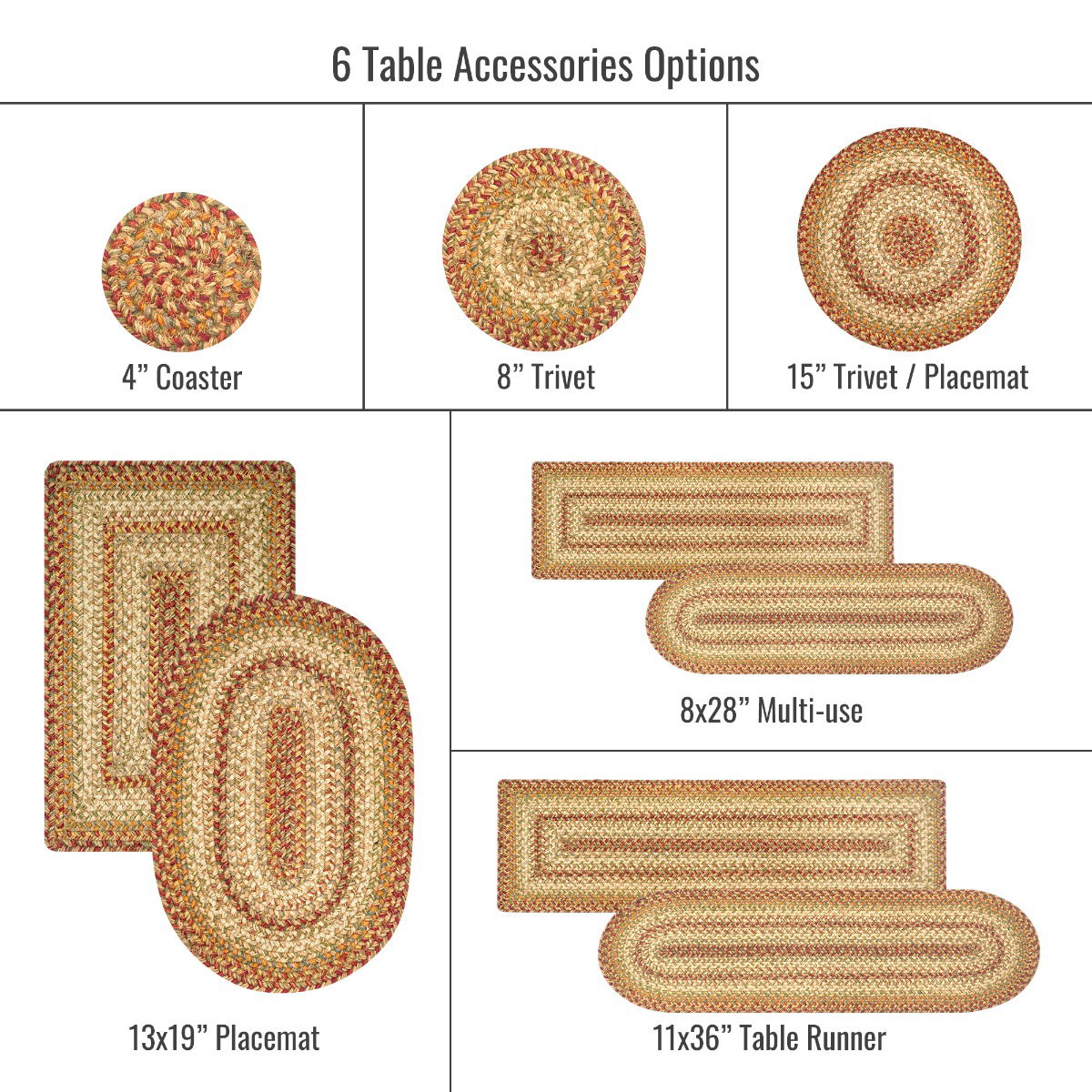 Oval, Rectangular and Round Beige Braided Accessories for Homes