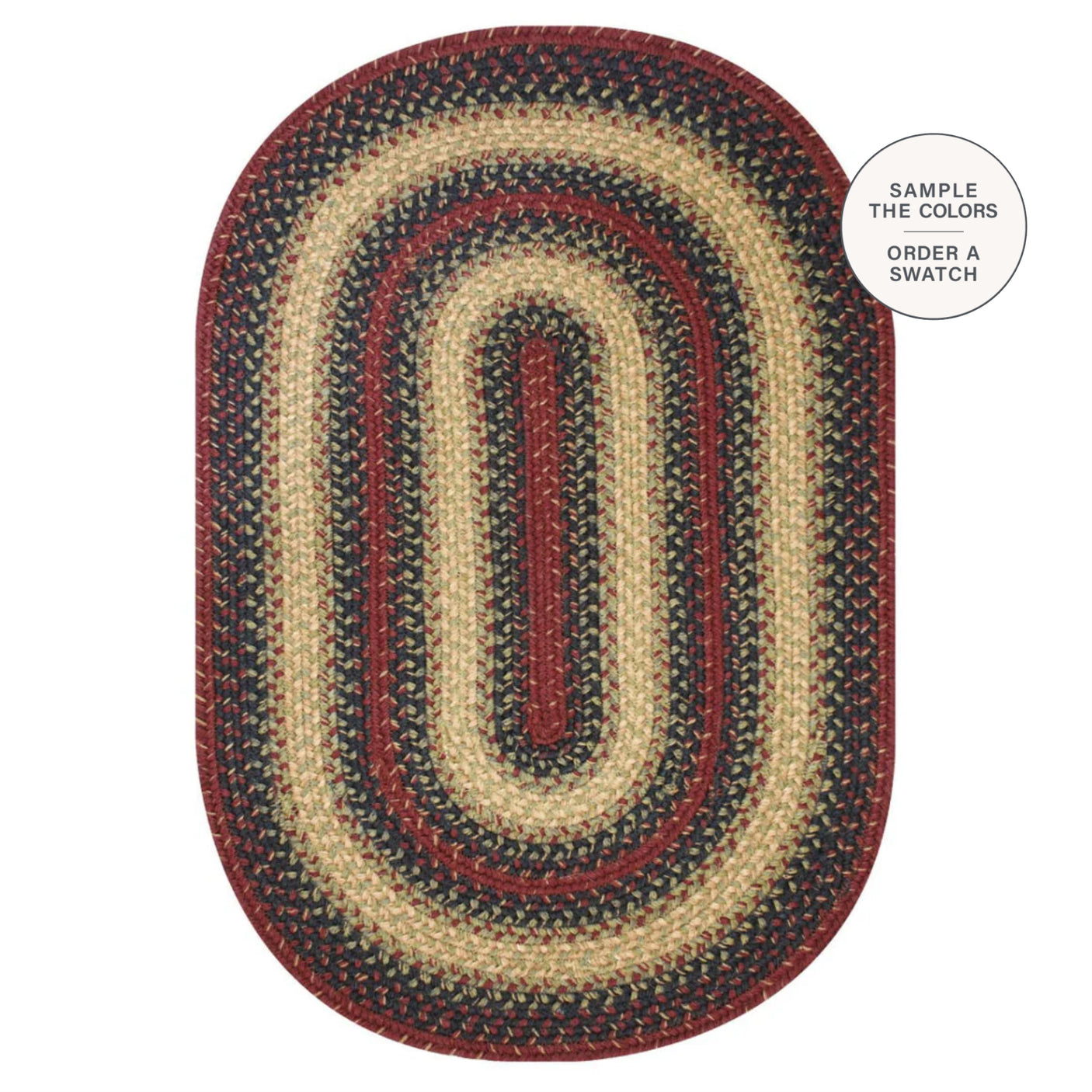 Highland Burgundy Oval Jute Braided Rugs