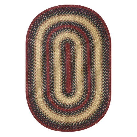 Highland Red, Navy & Cream Jute Braided Oval Rugs