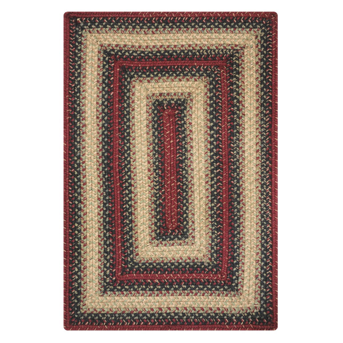 Highland Red, Navy & Cream Jute Braided Rectangular Rugs silo image