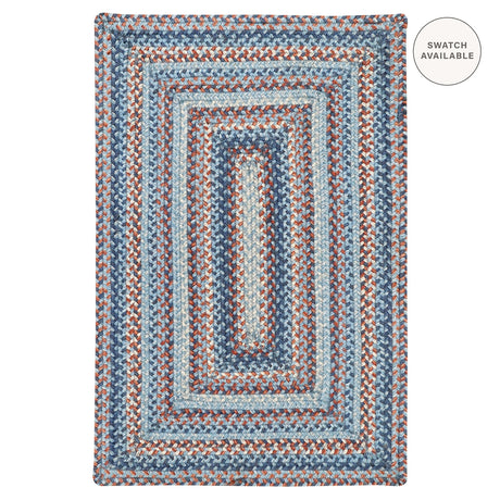 Cape Cod Blue Braided Jute Area Rug for Coastal Country Decor