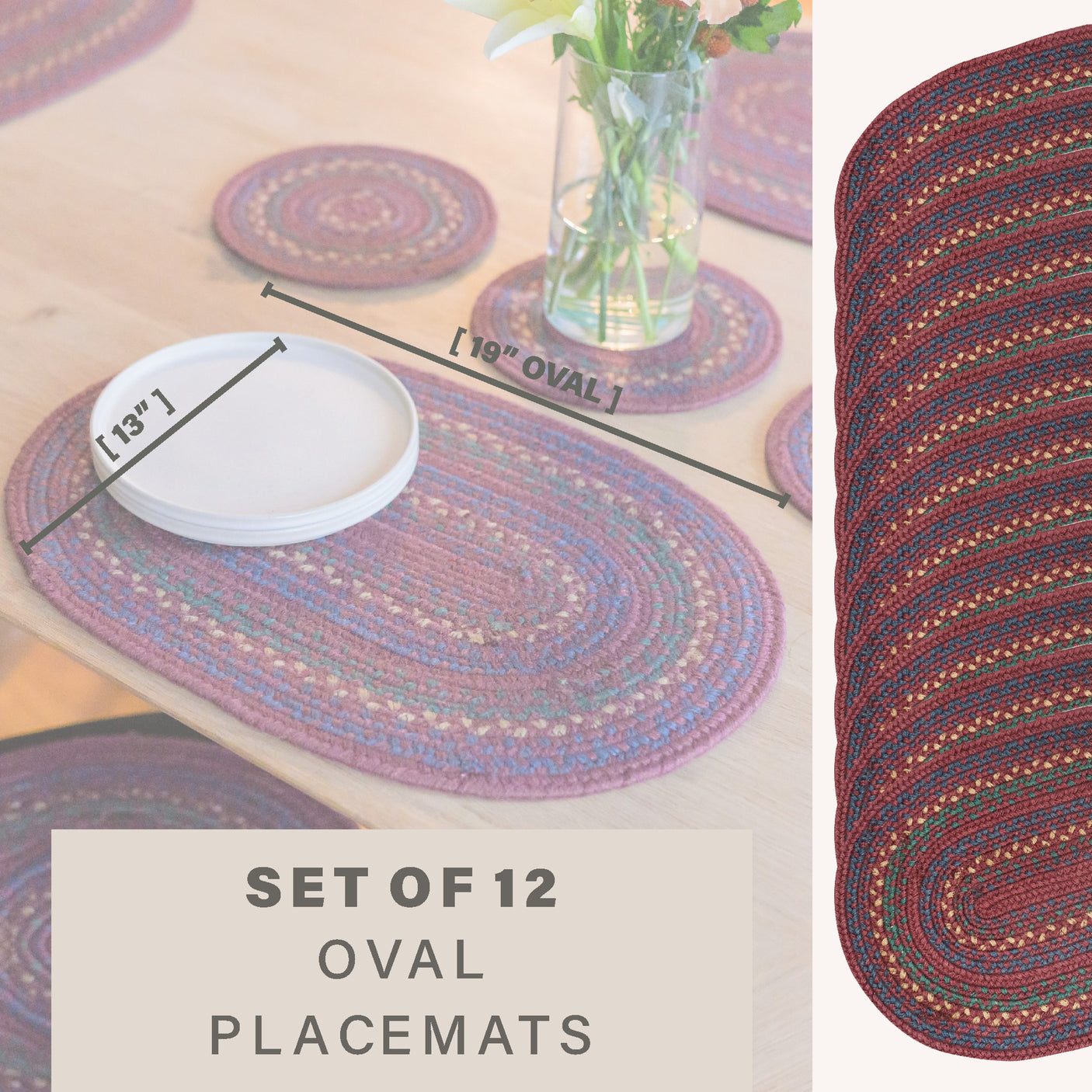 Jamestown Burgundy Jute Braided Accessories