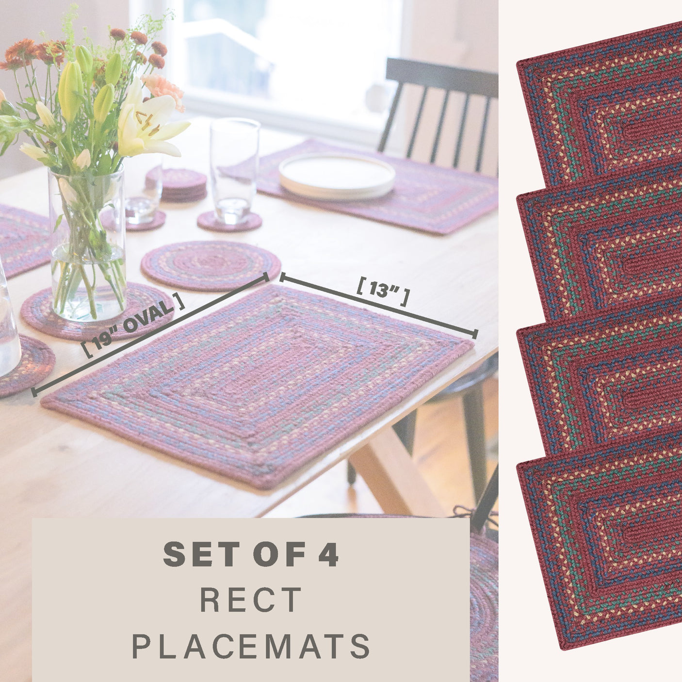 Jamestown Burgundy Jute Braided Accessories