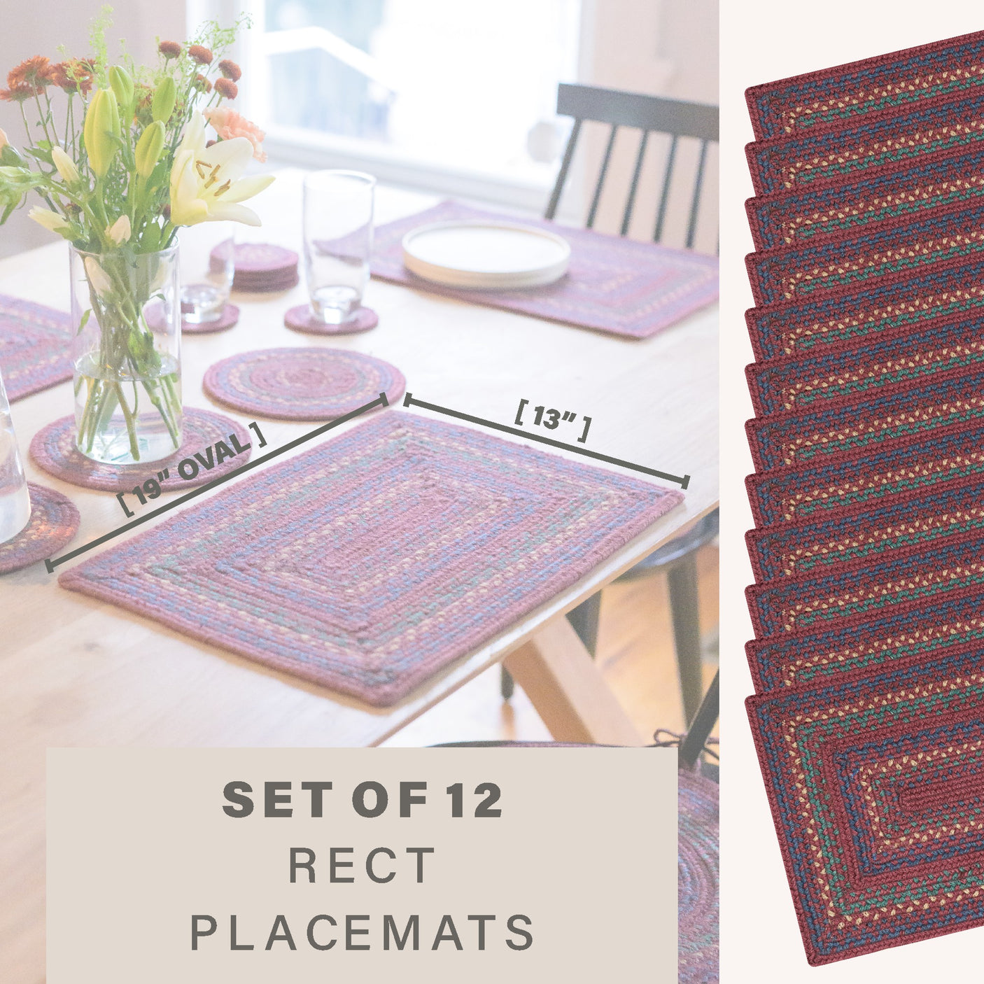 Jamestown Burgundy Jute Braided Accessories