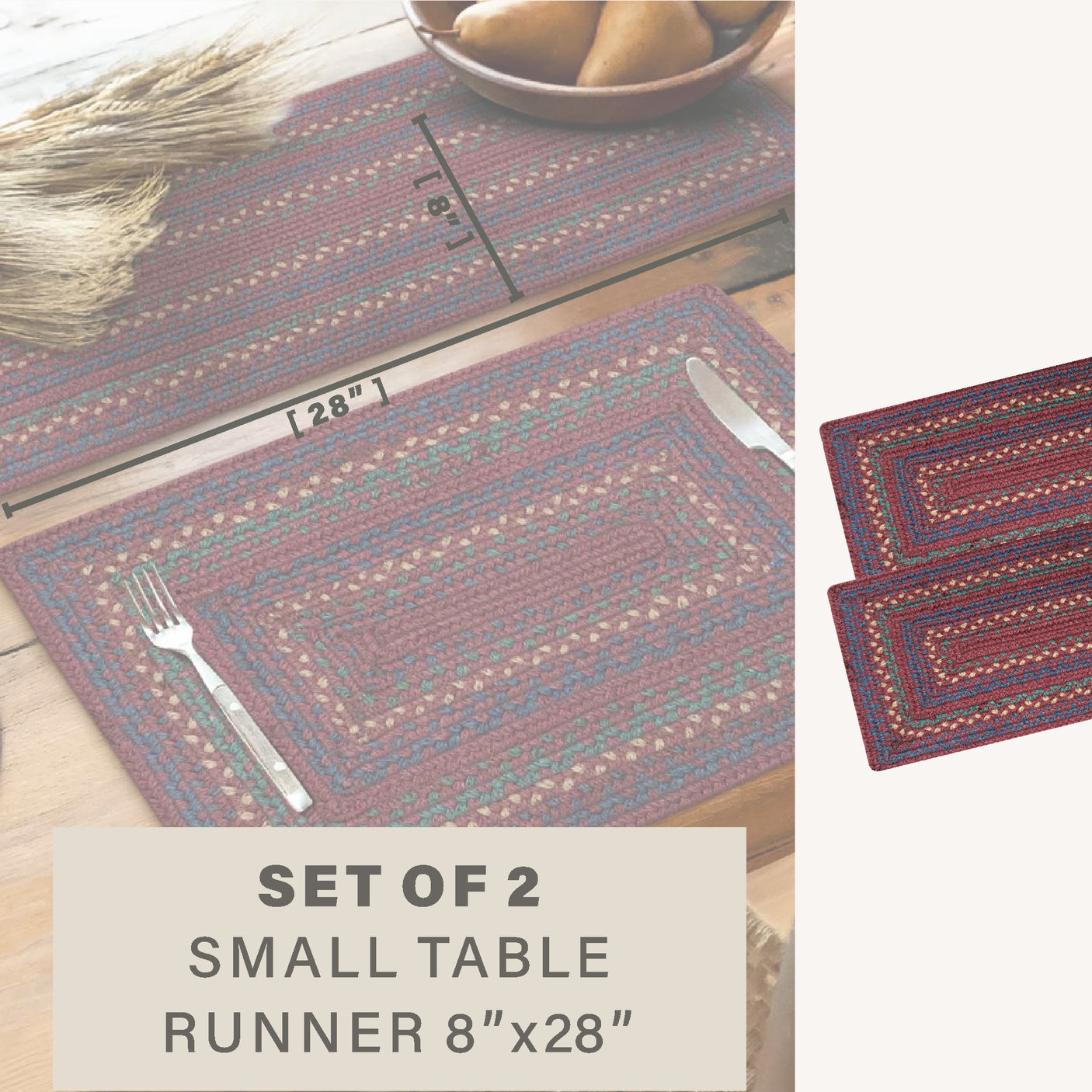 Jamestown Burgundy Jute Braided Accessories