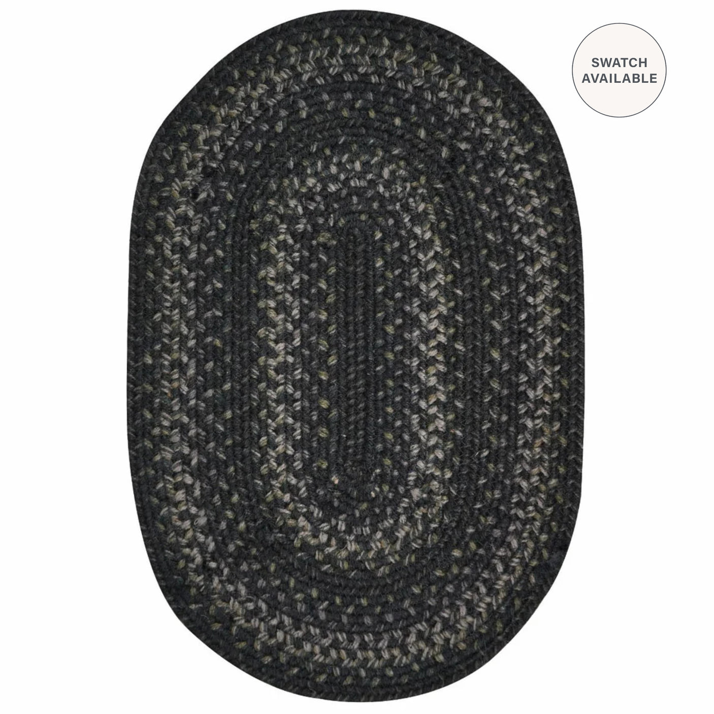Jet Black Oval Jute Braided Rugs
