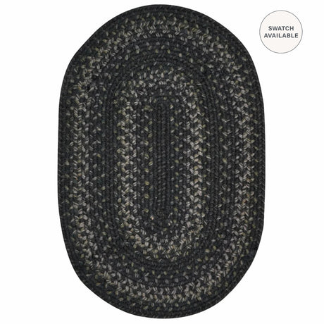 Jet Black Oval Jute Braided Rugs
