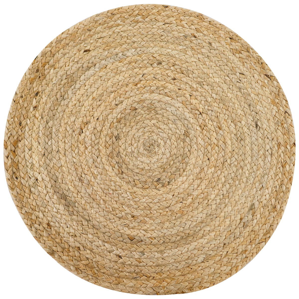 Circa Natural Jute Tan Round Braided Rug for indoor/outdoor use, ideal for entryways, kitchens, living rooms, bedrooms, and pets.