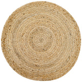 Circa Natural Jute Tan Round Braided Rug for indoor/outdoor use, ideal for entryways, kitchens, living rooms, bedrooms, and pets.