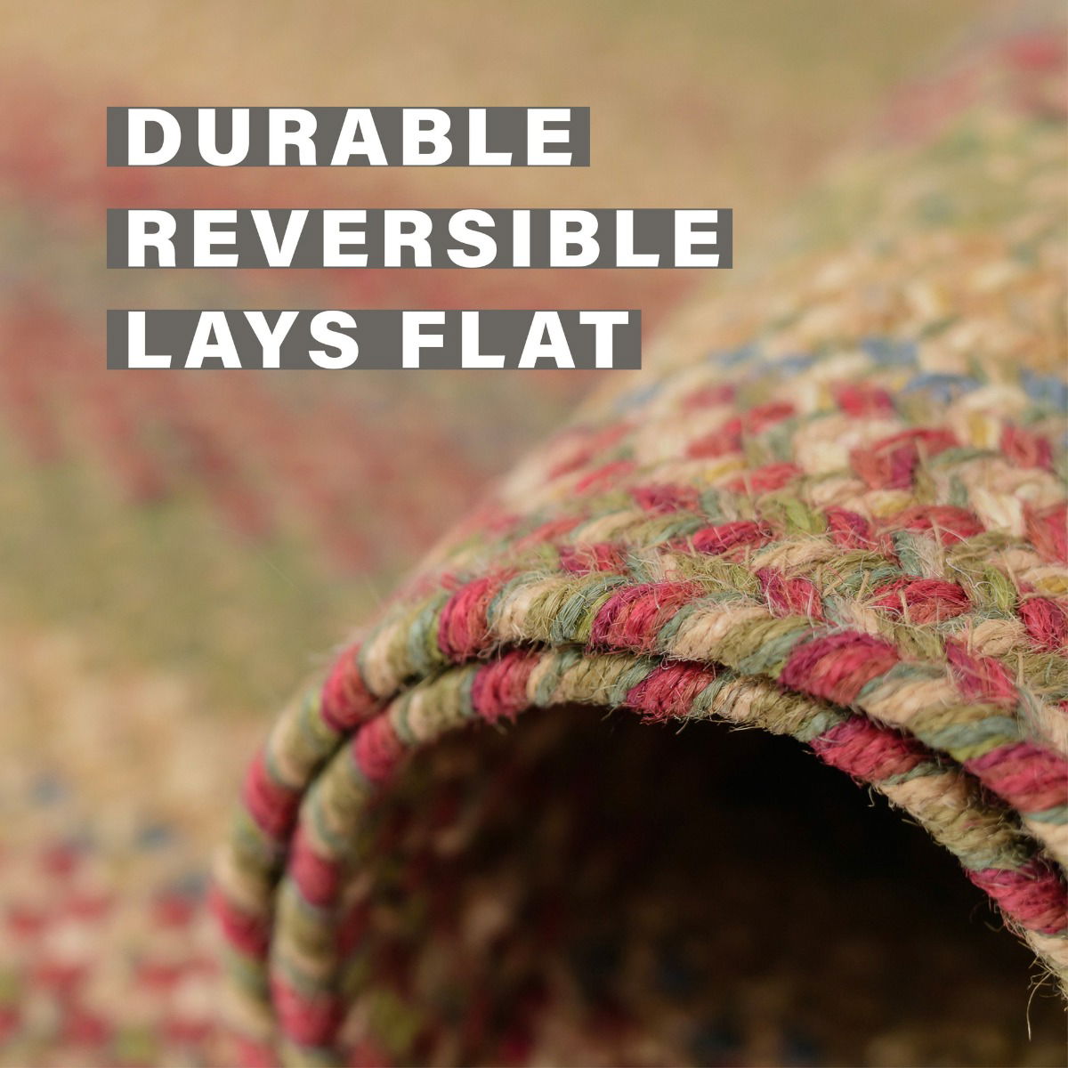 Red-tan-beige Color Jute Braided Oval Rugs for Bedroom for Flat Surface